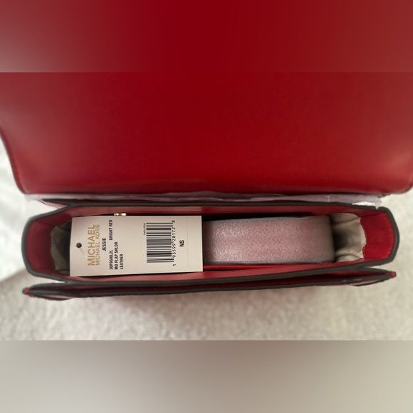 Michael Kors Bright Red Jessie Pebbled Leather Shoulder Bag | NWT - Picture 6 of 8